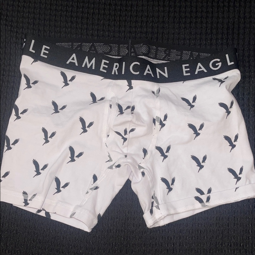 American Eagle Outfitters White Boxer Briefs with Black Bird Design